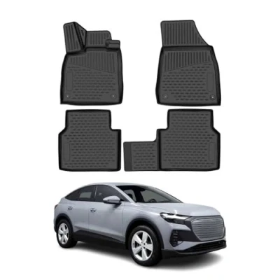 Image de OMAC 3D Tapis de Sol Compatible avec Audi Q4 e tron 2021 2024 en Caoutchouc Noir