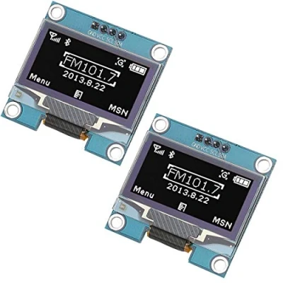 Image de Fasizi Lot de 2 modules d&#039;affichage LCD OLED 128 x 64 SSH1106 pour Arduino AVR PIC STM32 Blanc