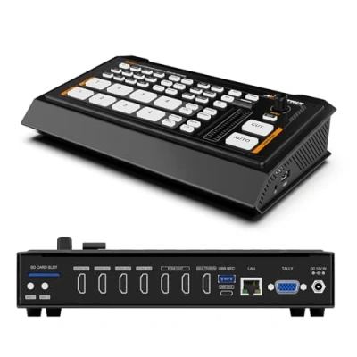 Image de AVMATRIX Shark H4 commutateur vidéo multi caméra 4CH HDMI In, avec USB et carte SD, sorties Ethernet pour streaming en temps réel