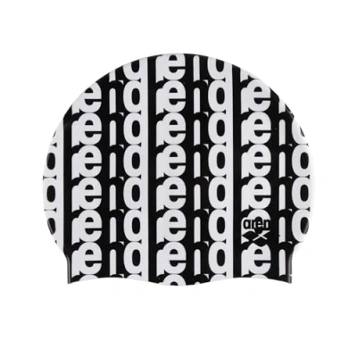 Image de Arena Icons Team Stripe Bonnet de bain unisexe en silicone Pour homme et femme entraînement intensif Course Confortable Antidérapant natation à cheveux longs Monogramme