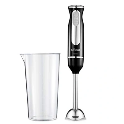 Image de Ufesa BP3442 Mixeur Plongeant Multifonction, 600W, Verre Gradué Inclus, Pied Amovible, Lames Haute Efficacité, Fonction Turbo, Design Ergonomique et Résistant Aux Éclaboussures, Sans BPA