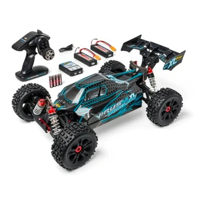 Image de Carson 500409081 1:8 Virus 4.2 XL 100% RTR Noir/Turquoise RC Auto, Voiture télécommandée, Vitesse jusqu&#039;à 80 km/h, modèle RTR, radiocommande Incluse