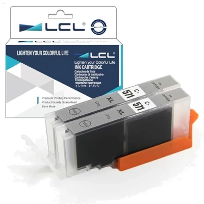 Image de LCL Cartouche d&#039;encre Compatible CLI 571 571XL 571XLGY (2 Gris) Remplacement pour Canon PIXMA MG7750 MG7751 MG7752 MG7753 TS8050 TS8051 TS8052 TS8053 TS9050 TS9055