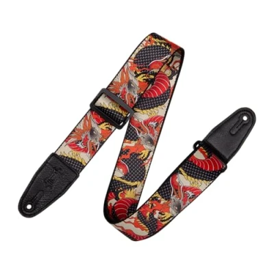 Image de Levy&#039;s MPD2 Sangle de Guitare en Polyester 5,1 cm Large avec Motif Dragon Traditionnel Japonais, Taille Unique Instruments Musique