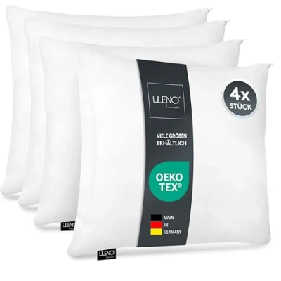 Image de LILENO HOME Lot de 4 coussins en microfibre 60 x cm Lavables jusqu&#039;à 95 C Avec fermeture éclair Oreiller comme rembourrage coussin pour lit ou décoratif