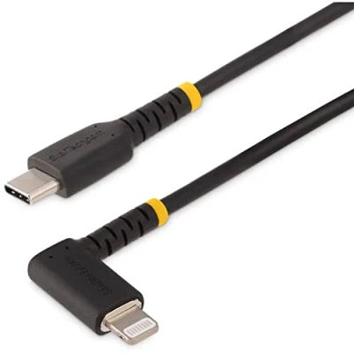 Image de StarTech.com Câble USB C vers Lightning de 1m Cordon Charge/Syncronisation Type à Angle Droit Chargeur Iphone Certifié Apple Mfi (RUSB2CLTMM1MR)