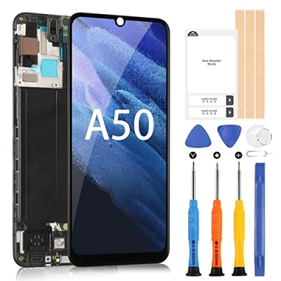 Image de Écran pour Samsung Galaxy A50 LCD OLED, A505 SM A505FN/DS A505F/DS3 Tactile Digitizer Verre Assemblage avec Outils (Noir Cadre), Pas A50S