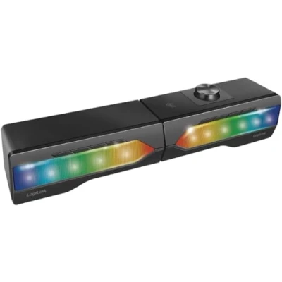 Image de LogiLink Barre de Son Mobile avec lumière fête, système Jeu 2 en 1, Connexion Via Bluetooth V5.0 ou Jack stéréo 3,5 mm, Noir