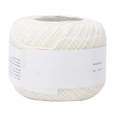 Image de Jenngaoo Fil de Coton en Dentelle, Dentelle Populaire au Crochet à La Main Soie d&#039;Été Léger Mince Boule Tricot Artisanat d&#039;art(Blanc)