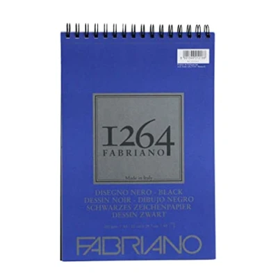 Image de Honsell 19100651 Fabriano Disegno Nero Bloc de 40 feuilles papier noir satiné à grain moyen sans acide pour toutes les techniques sec Format A4 200 g/m²