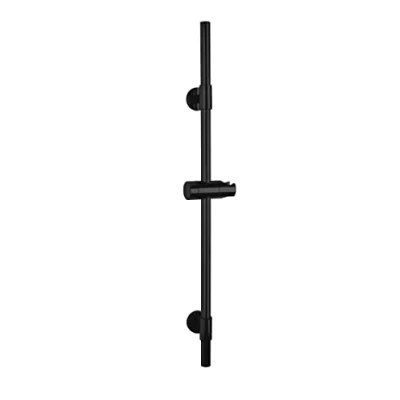 Image de WENKO barre de douche Basic, pour ou baignoire en inox avec support pomme et mural coulissant, dimensions (L/P x H) : Ø 1,9 66 cm, noir