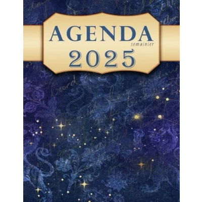 Image de Agenda semainier astrologie bleu or: Planificateur hebdomadaire constellation Organiseur De Janvier à Décembre Grand Format