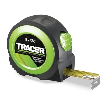 Image de TRACER Mètre ruban autobloquant de 8 m (ruban enduit nylon avec crochet magnétique et fonction verrouillage automatique)