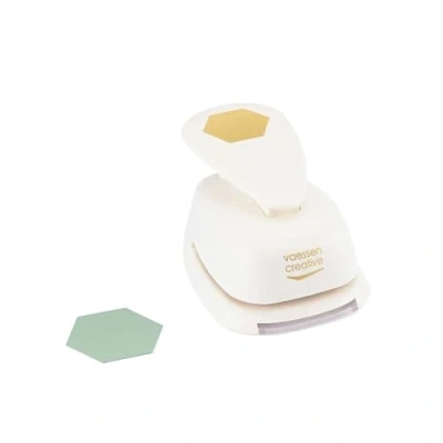 Image de Vaessen Creative Perforatrice pour papier artisanal, hexagonale, 3,8 cm, projets de bricolage, scrapbooking, fabrication cartes et plus encore, blanc/rose