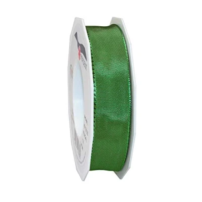 Image de PRÄSENT Lyon Ruban Taffetas avec Fil de Fer Vert 25 mm m, Evergreen