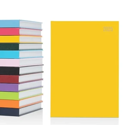 Image de Agenda académique 2025 Format A4 Un jour par page Couverture rigide Pour la maison, le bureau, l&#039;école Jaune A5