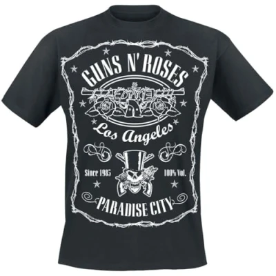 Image de Guns N&#039; Roses Étiquette Paradise City Homme T Shirt Manches Courtes Noir L