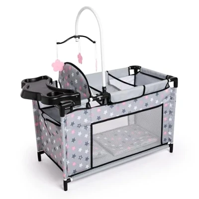 Image de Bayer Design 62607AA Lit de poupée avec Chaise Haute intégrée, Table à Langer, Mobile, Accessoire pour