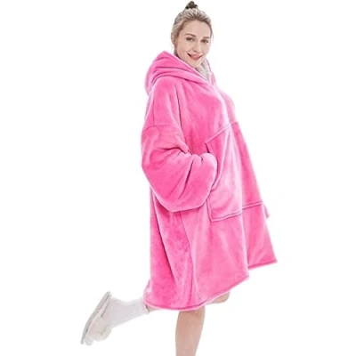 Image de YOULIKE BAOGELA Sweat à Capuche Oversize Sherpa Couverture Super Douce et Chaude Confortable Taille Unique pour Hommes, Femmes, Filles, garçons, Amis(Rose)