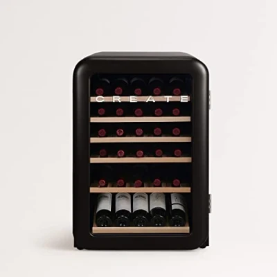 Image de CREATE/WINECOOLER RETRO XL/Cave à vin électrique 45 bouteilles, Noir/Design rétro, 115L, bouteilles 75cl, matériaux robustes