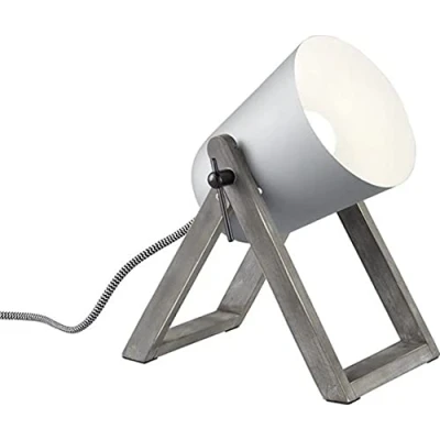 Image de Reality, Lampe de table, Marc, Metale, Gris, Corps: Bois naturel, 1xE27, max.25,0 W