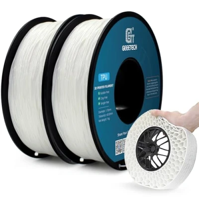 Image de GEEETECH Filament TPU blanc, 2 bobines de 1 kg pour imprimante 3D