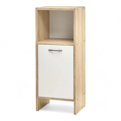 Image de Stella Trading Boom Commode, Aspect, Meuble de Salle Bain, avec Beaucoup d&#039;espace Rangement, Bois d&#039;ingénierie, Blanc/chêne Sonoma, 33 x 82 28 cm