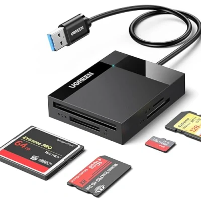 Image de Lecteur de cartes Ugreen 4en1 USB 3.0 Noir Compatible SD, microSD, CF, MS