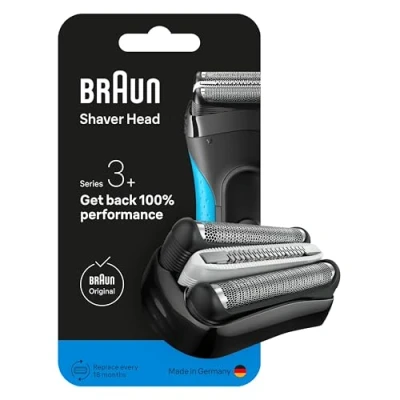 Image de Braun Tête De Rasoir Electrique Homme Series 3+ 32B ORIGINALE, Pièce Remplacement Pour Rasage Près, 2 Lames A Grille Raser La Barbe Et Tondeuse Centrale, Elément Rechange OFFICIEL