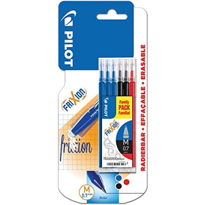 Image de Pilot Pen 6 recharges Frixion Ball&amp;Clicker3 Bleu/2 Noirs/1 Rouge Refill Case Gratuit