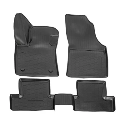 Image de Tapis de Sol en Caoutchouc TPE Toutes Saisones pour Megane 4 Depuis 2016, Système Fixation, Bord Haut, Noir, Antidérapant, Saisons
