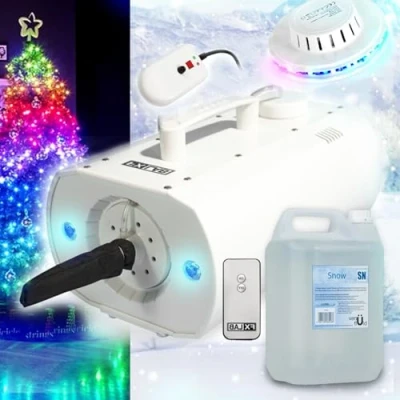 Image de Machine à neige artificielle de Noël LED, Effet Flocons Réaliste, sans Traces au Sol Décoration 5L liquide INCLUS