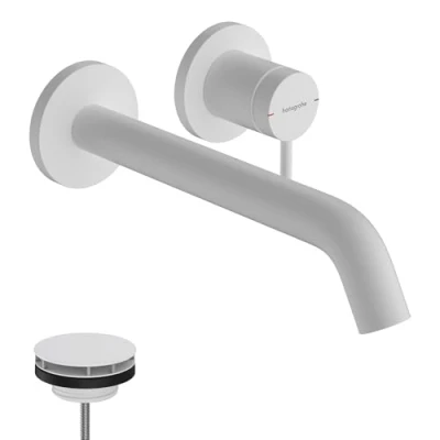 Image de hansgrohe Tecturis S Mitigeur lavabo encastré avec garniture de vidage, Robinet salle bain longueur sous bec 16,5 cm, économie d&#039;eau (EcoSmart+), Blanc mat, 73351700