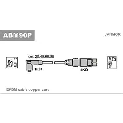 Image de JANMOR ABM90P Jeu De Fils d&#039;Allumage AUDI: A3 3/5 portes, SEAT: Toledo 2 Limousine