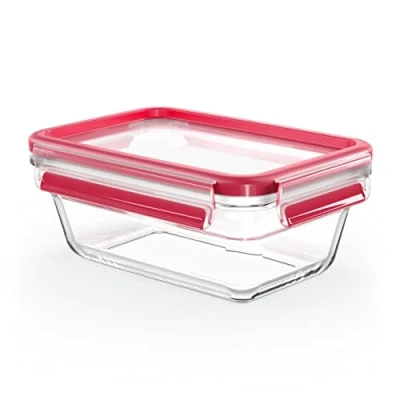 Image de Emsa Clip&amp;Close Boîte alimentaire rectangulaire en verre, 0,85 L, Four jusqu&#039;à 420C, Froid 40C, Compatible lave vaisselle, Empilable, Hermétique, Hygiénique, Garantie 30 ans N1040800