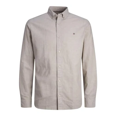 Image de JACK &amp; JONES Jprblusummer Shield Shirt L/S Chemise à Manches Longues, Fields of Rye/Fit : Coupe ajustée, XL Hommes