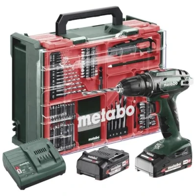 Image de metabo SAS Perceuse visseuse sans fil 18v bs18 avec 2 batteries 2,0 ah chargeur et coffret d&#039;accessoires 602207710