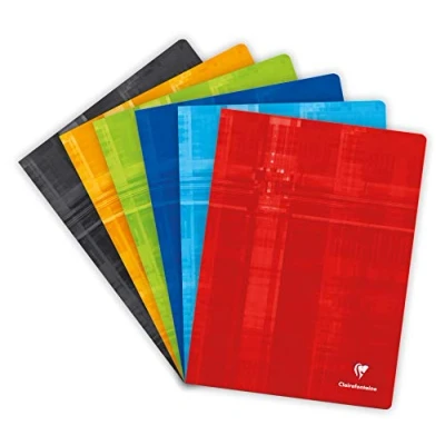 Image de Clairefontaine 3371C Un Cahier Agrafé 24x32 cm 120 Pages Grands Carreaux Papier Blanc 90 g Couverture Carte Pelliculée Couleur Aléatoire