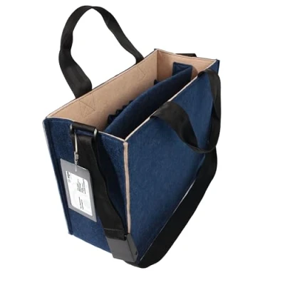 Image de Sigel BA420 Desk Sharing Bag M Bicolor, pour le travail mobile, feutre synthétique, ordinateurs portables jusqu’à 14&quot;, bleu foncé/beige, 36 x 28 cm