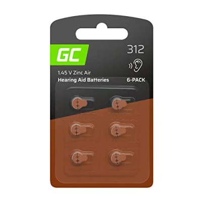 Image de Green Cell Piles Advanced Zinc Air Auditive pour Appareils Auditifs, Taille 312 P312 PR41 ZL3, Code Couleur Marron, Lot de 6 pilles, Aides Auditives, sans Mercure, Zinc…