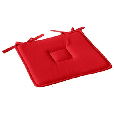 Image de Enjoy Home, Galette de Chaise Plate, Rouge, carré 40x40cm, 100% Coton certifié Oeko Tex, Attache par Nouettes, Idéal pour Une Assise Confortable, Collection Panama