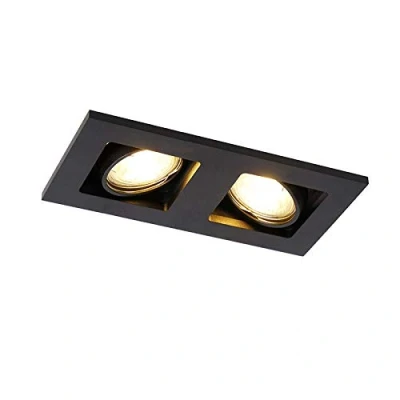Image de Qazqa qure Spot encastrable 2 lumière L 19 cm Noir Moderne éclairage intérieur Salon I Chambre Cuisine Salle à manger