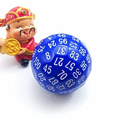 Image de BESCON DICE Dés à 100 faces, D100, Cube, Bleu Uni Résine, 45mm