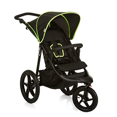 Image de hauck Poussette 3 Roues Runner, Grandes Pneumatiques, Jusqu&#039;à 22 kg, Pliable, Position Allongée, Guidon Réglable, Panier XL Noir Néon Jaune