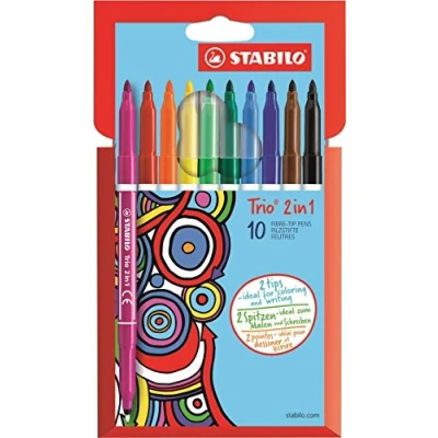 Image de Feutre de coloriage STABILO Trio A Z 2in1 Etui carton x 10 feutres double pointe