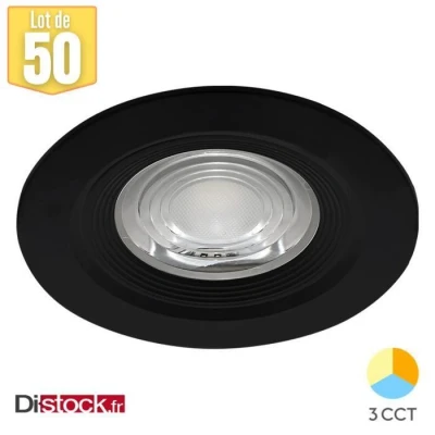 Image de Lot de 50 spots LED encastrables étanches 3en1 rond noir 7W IP54