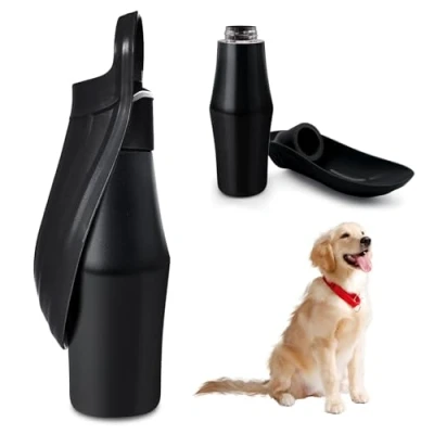 Image de Gourde Pour chien 750 ml En acier inoxydable Pliable à 180 Portable la marche, le camping, les parcs Noir