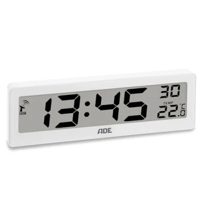 Image de ADE Horloge radiopilotée numérique avec Affichage de la température très Grands Chiffres écran Bien lisible Blanc