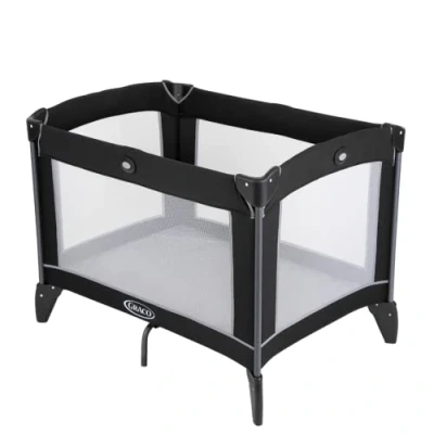 Image de Graco Lit de voyage compact léger avec pliage et sac transport Convient la naissance à environ 3 ans Noir/gris