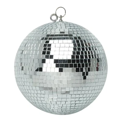 Image de Boule à Facettes Argentée 40cm FXLab avec deux points de suspension Matériau Léger Mirroir Poli